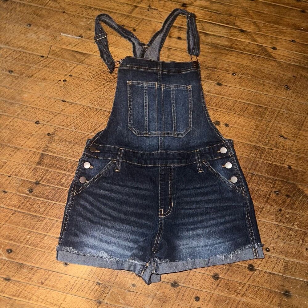 No Boundaries classic distressed L denim overalls